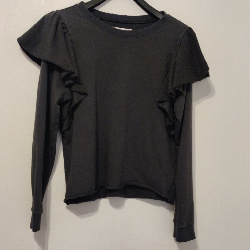 Pistola Charcoal Ruffle Long Sleeve Top